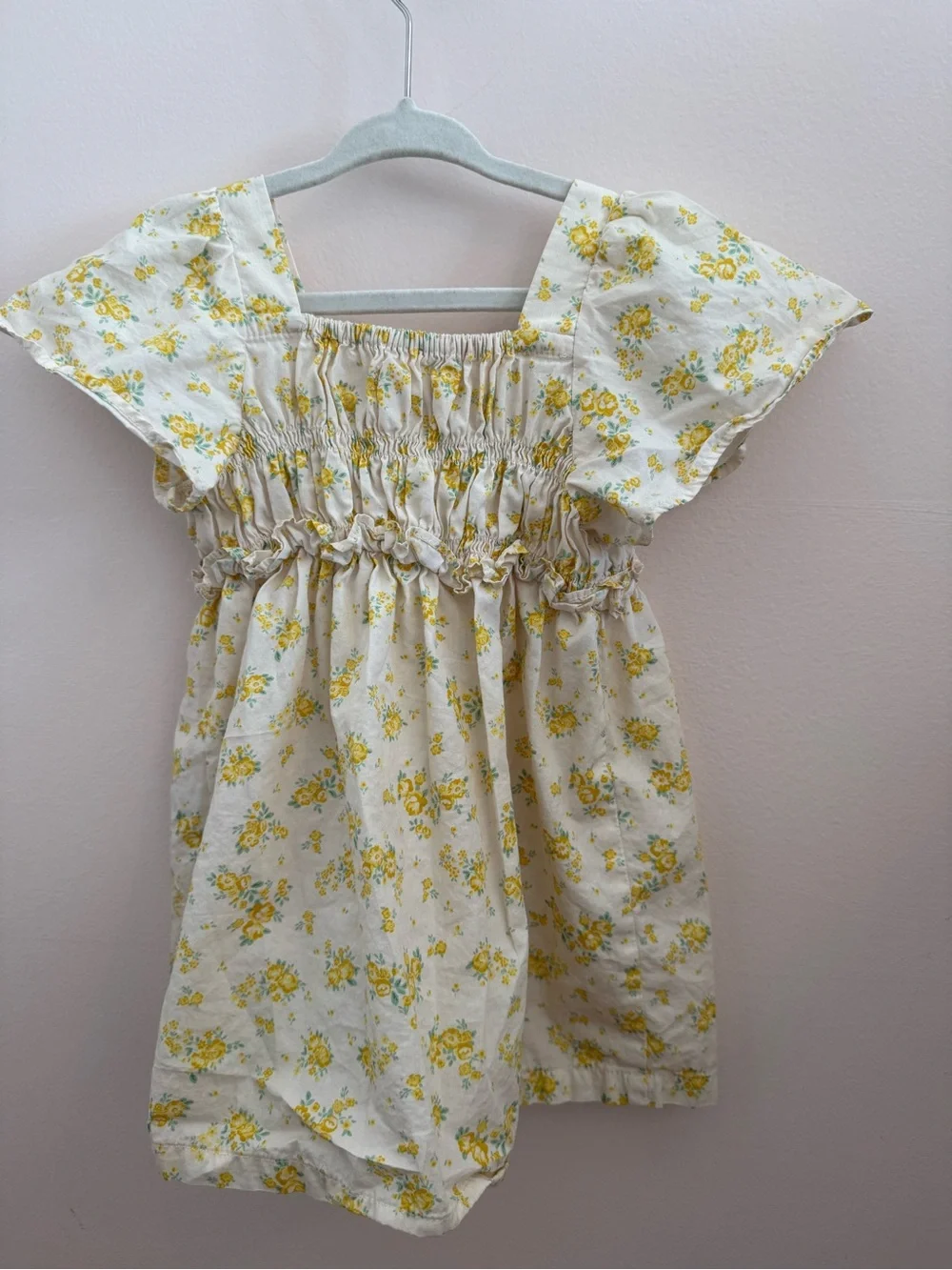 Zara kids Girls Floral Smocked Sundress - Yellow & Cream